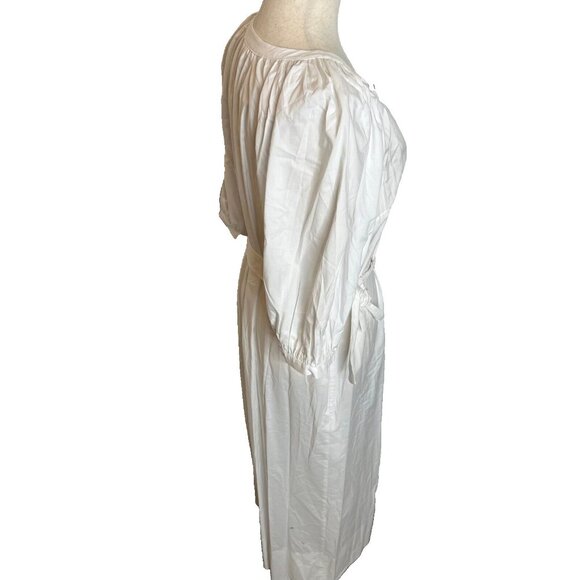 Madewell $138 Tie-Waist Button-Front Midi Dress in Poplin White Size M NS132 - Picture 5 of 8